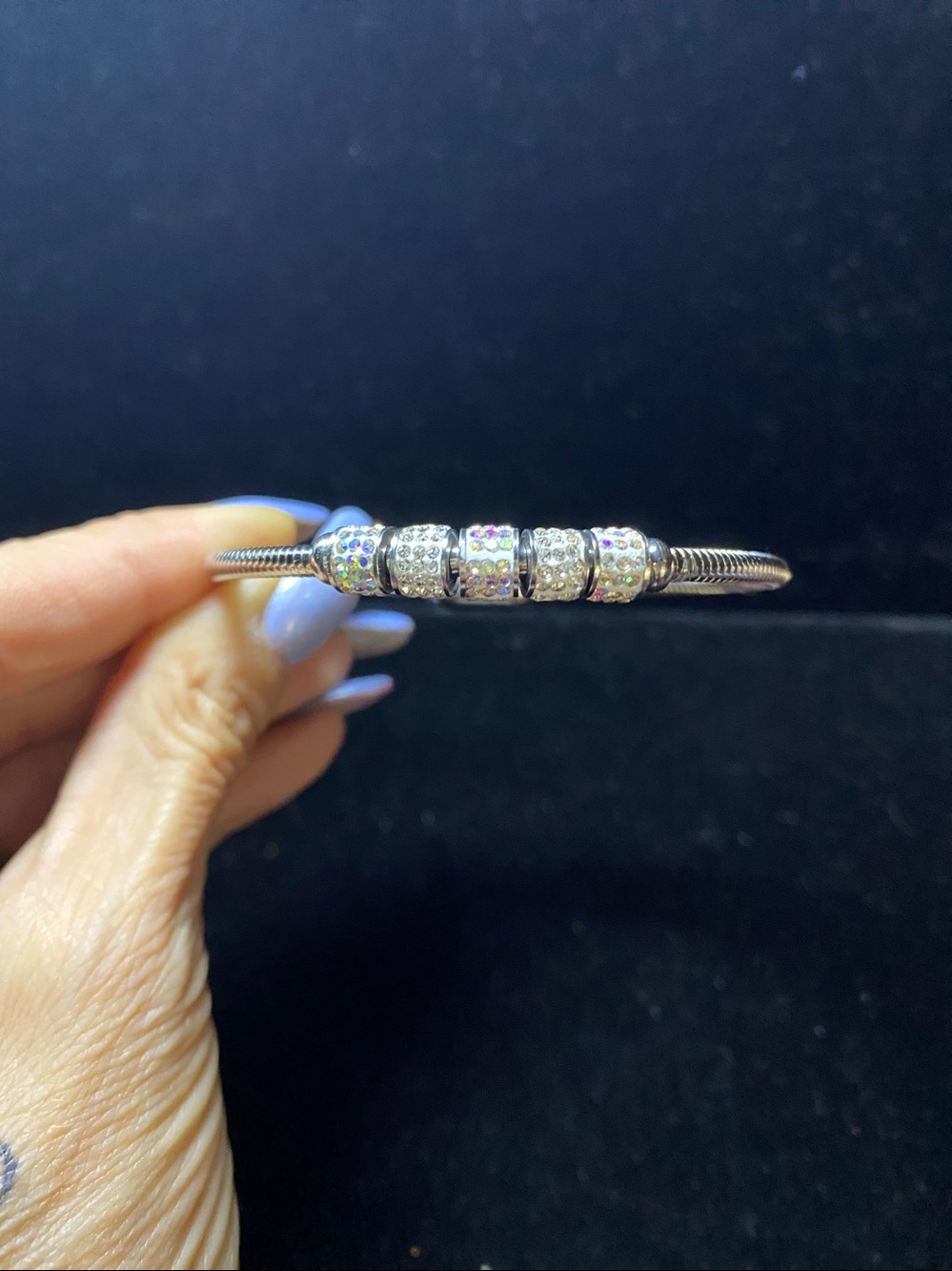 Fifth Ave Swarovski Crystal Aurora Borealis Bangle Magnetic Bracelet Gift